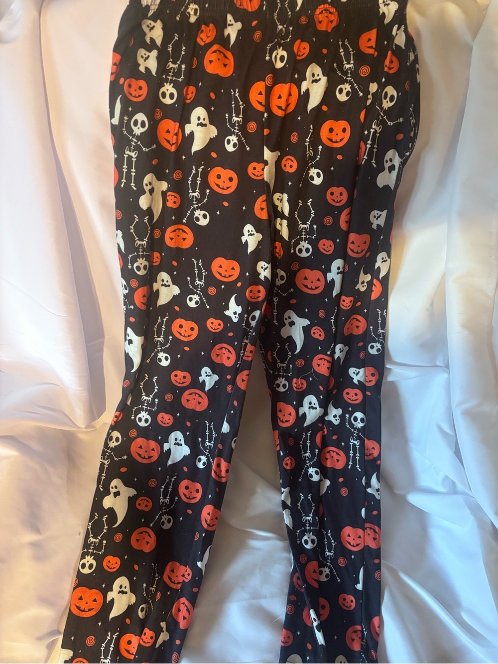 Women’s Halloween Pumpkin & Ghost Leggings - Black & Orange